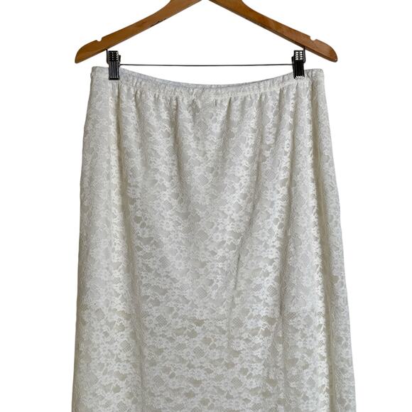 Aerie Vintage Lace Midi Skirt Black Elastic Waist Pull On Women's Large NWT - Picture 6 of 8